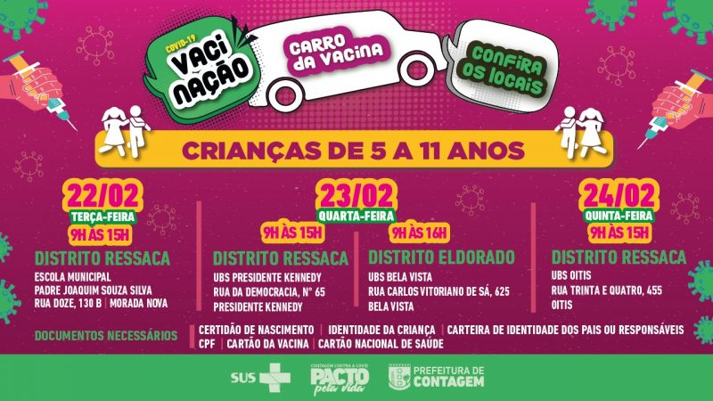 Carro da Vacina vai estacionar nos Distritos Eldorado e Ressaca nesta semana