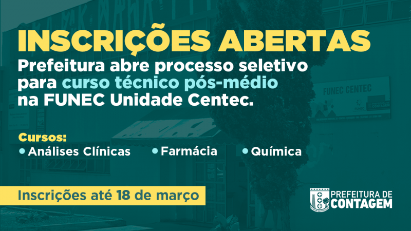 Cursos profissionalizantes pós-médio estão com inscrições abertas no Centec