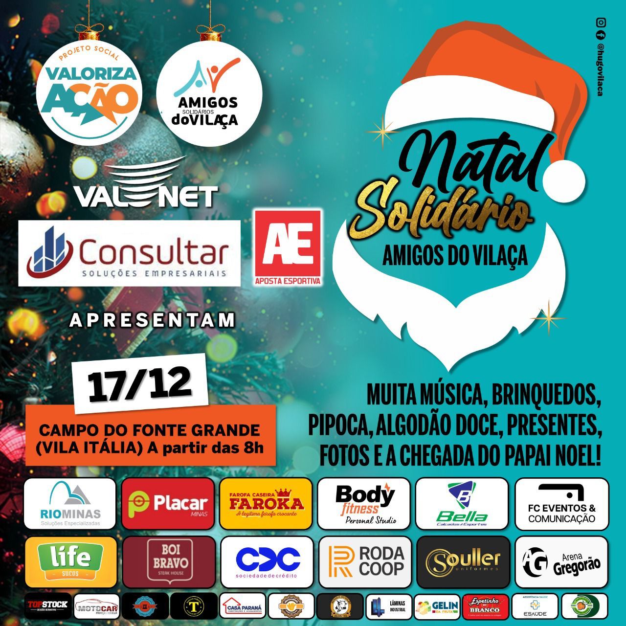 Natal Solidário amigos do Vilaça 2022 sábado (17/12)