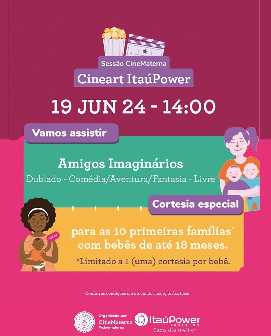 Quarta (19/6) é dia de CineMaterna no ItaúPower Shopping