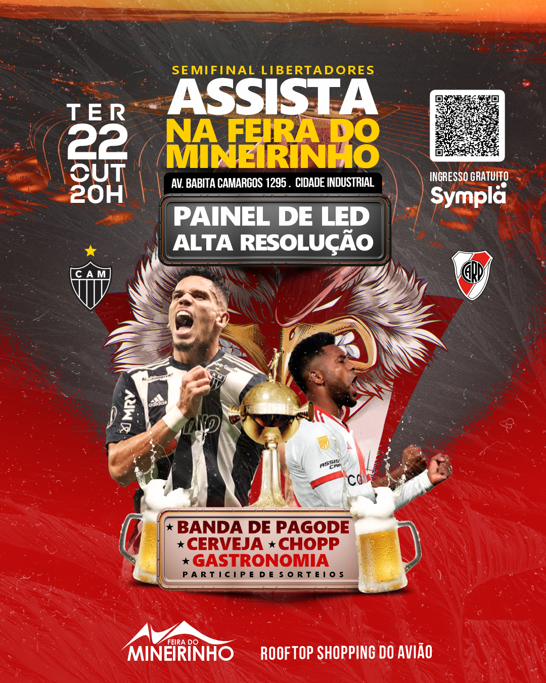 Feira do Mineirinho, em Contagem, transmite Atlético-MG x River Plate com entrada gratuita e show de pagode