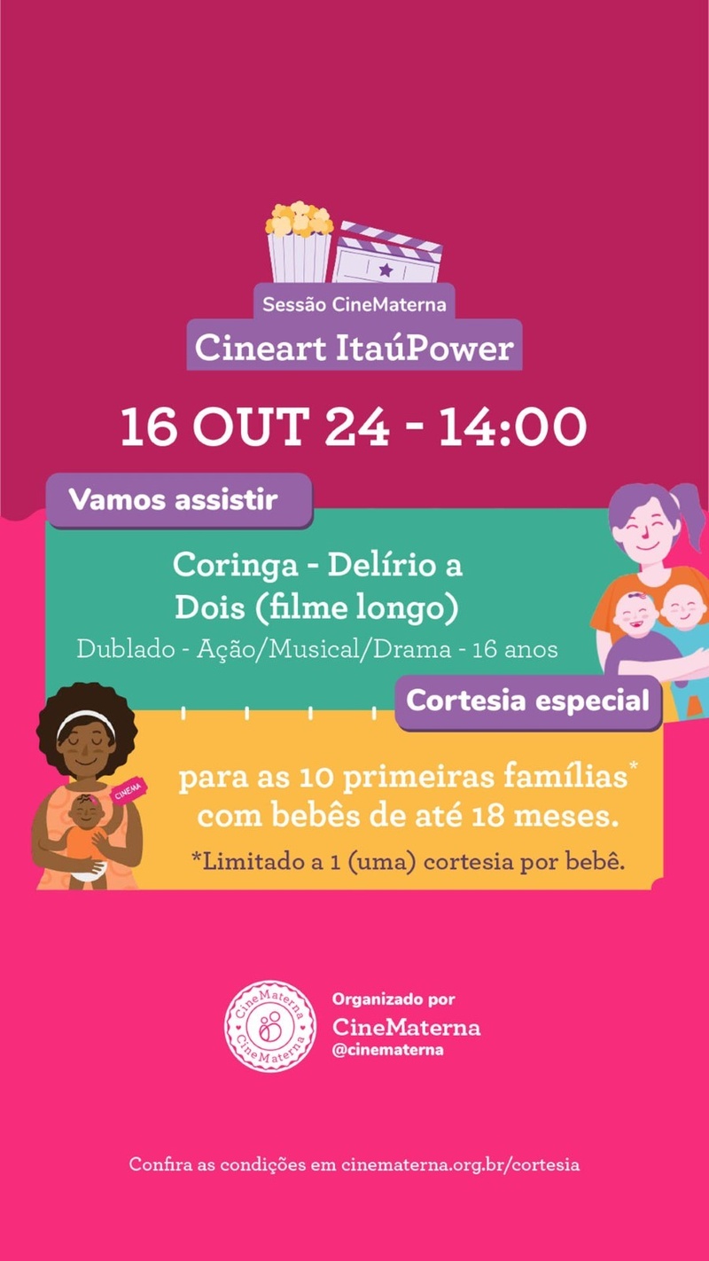 Na próxima quarta-feira, (16/10), tem uma sessão especial do filme Coringa no Cineart ItaúPower