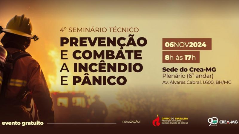 Técnicas de prevenção e combate a incêndio e pânico serão temas de seminário do Crea-MG