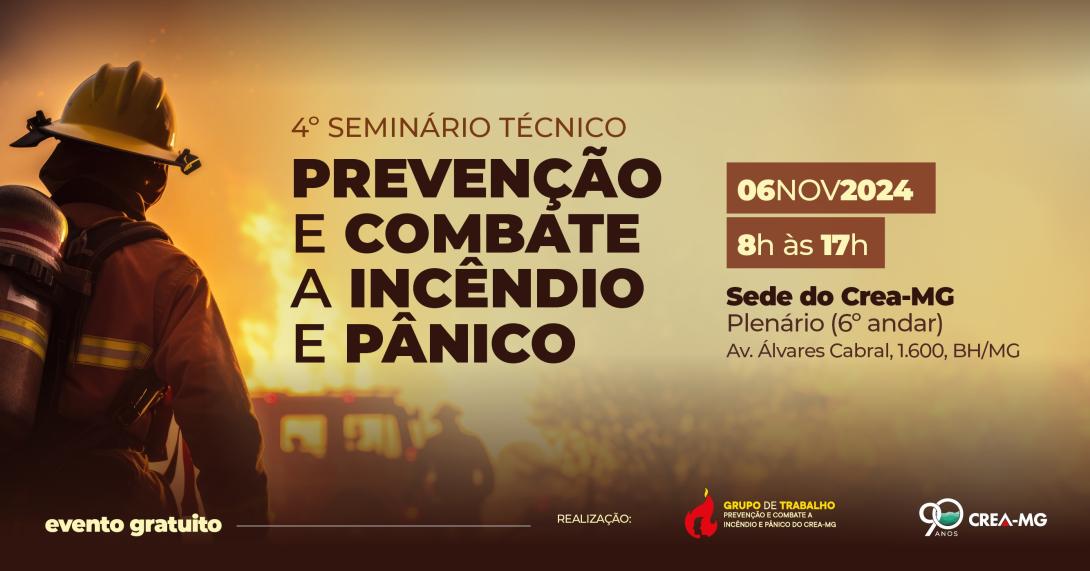 Técnicas de prevenção e combate a incêndio e pânico serão temas de seminário do Crea-MG